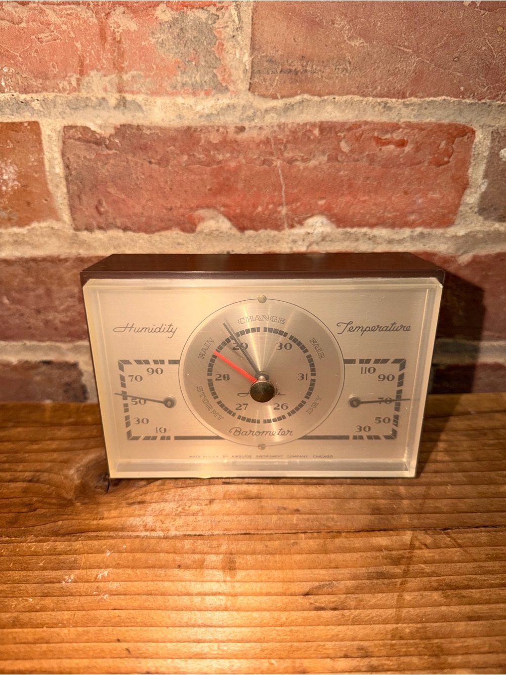 Vintage Desktop Weather Station - Cream Dial with Wood Tone Base